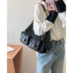 [홍콩명품.CHANEL] 크루즈 맥시 호보 백(블랙/금장/램스킨) GD