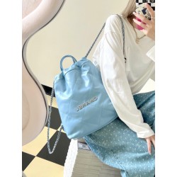 [홍콩명품.CHANEL] 샤넬 22 백팩 샤이니 카프스킨 & 래커드 메탈 블루 GD