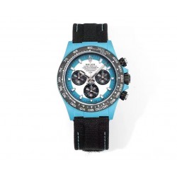 ROLEX 로렉스 롤렉스 데이토나 스테인레스 스틸 40-12.4MM 화이트/스카이블루 다이얼, 캔버스밴드