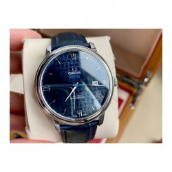 [홍콩명품시계.OMEGA] 오메가 드빌 39.5×9.9MM 424.10.40 검판 블루 다이얼, 가죽 밴드