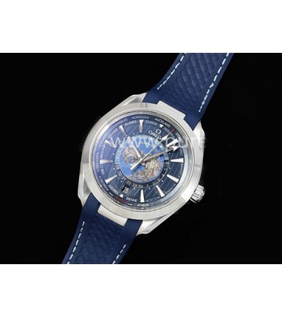 [홍콩명품시계.OMEGA] 오메가 아쿠아테라 GMT 월드타이머 43mm 썸머 딥블루 다이얼